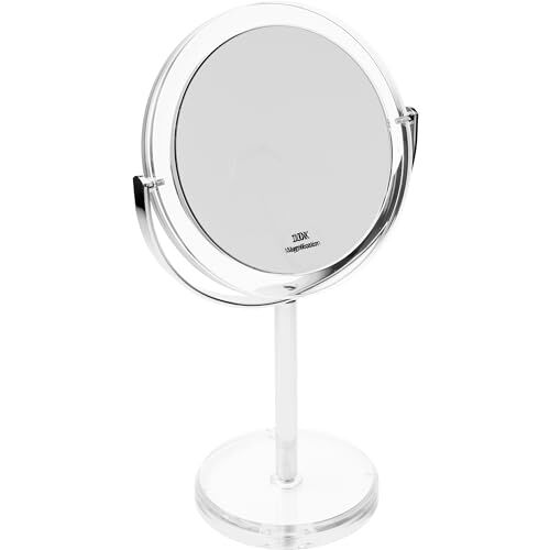 Fantasia Specchio da trucco rotondo, con ingrandimento normale e 10x, diametro 16 cm, altezza 30,5 cm, in acrilico