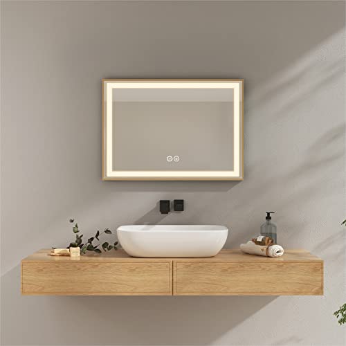 EMKE Specchio luminoso per bagno a LED con illuminazione + interruttore tattile + anti-appannamento + luce naturale 4300 K 70 x 50 cm