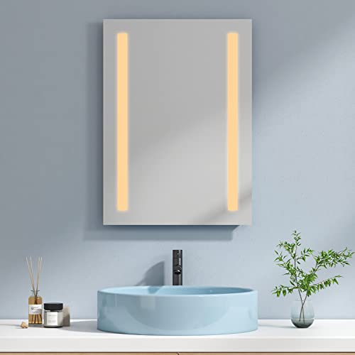 EMKE Specchio da bagno LED 50 x 70 cm con luce bianca calda specchio da parete