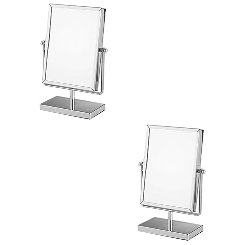 FRCOLOR 2 Pz Specchio Da Scrivania Girevole Trucco Da Viaggio Specchio Ingranditore Specchio Cosmetico Orientabile Specchio In Piedi Ruotare Forniture Specchio in Metallo Vortice