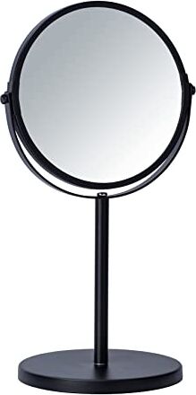 Wenko Specchio per trucco Assisi Ø 17 cm nero Specchio per il trucco orientabile con ingrandimento 3x, superficie specchiante ø 16 cm 300 % ingrandimento, Acciaio, 18.5 x 34.5 x 15 cm, Nero