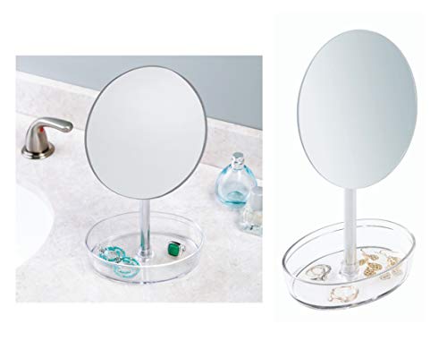 InterDesign iDesign  Specchio Trucco Autoportante, Rotondo, Metallo, Trasparente, 14x15.24x29.2 cm