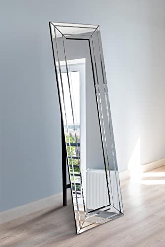 MirrorOutlet Specchio moderno moderno a forma di Cheval veneziano, 150 x 40 cm
