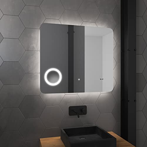 AURLANE Specchio da bagno LED autoilluminante 80 x 70 x 4 cm Atmosphere Plus