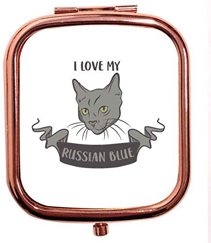 Creative Specchio compatto quadrato con scritta "I Love My Russian Blue Cat