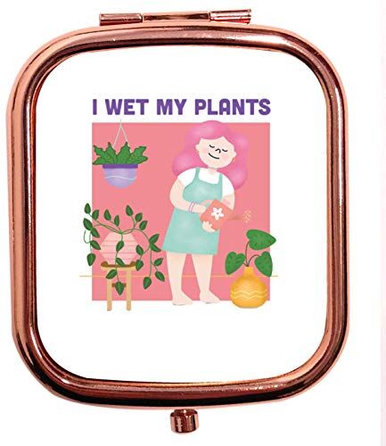 Creative Specchio compatto quadrato in oro rosa con scritta "I wet my plant