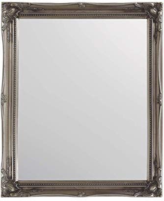 MirrorOutlet Grande Argento Ornato Antico Specchio da Parete Design Nuovo 61 x 50,8 cm 61 cm x 50 cm, silver, vetro, rettangolo