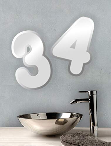 Eco House Numbers – Specchio a Forma di Numero 4, 25 x 25 cm, incolore