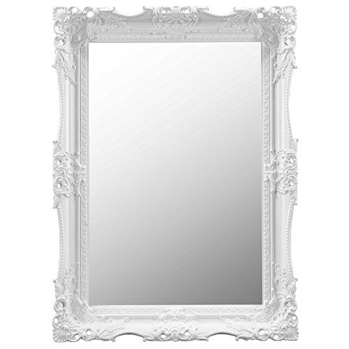 MirrorOutlet Grande Bianco Molto Ornato Antico Progettazione Big Wall Specchio 3 FT1 FT3 x 2 (94 cm x 68 cm), white, vetro;legno, rettangolo