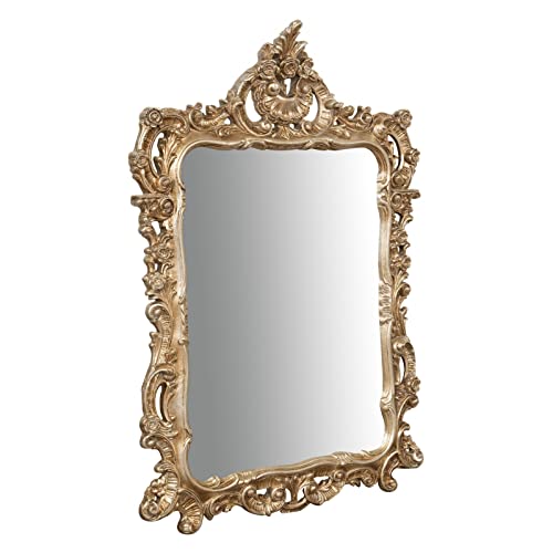 Biscottini Specchio bagno cornice barocca 108x8x72 cm   Specchio vintage da parete   Specchio grande da parete argento con struttura in legno