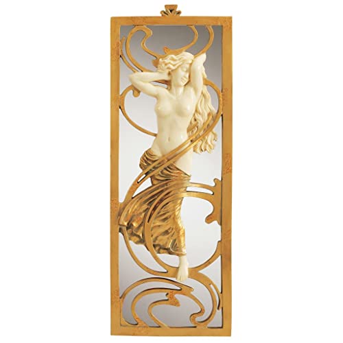 Design Toscano Specchio Art Nouveau Salone Parigino, Avorio/Oro, 2.5x18x47 cm