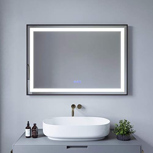 AQUABATOS ® SAUTENS Serie 100 x 70 cm LED Specchio da bagno da parete con illuminazione, interruttore touch dimmerabile, temperatura di colore bianco freddo 6400 K, bianco caldo 3000 K,