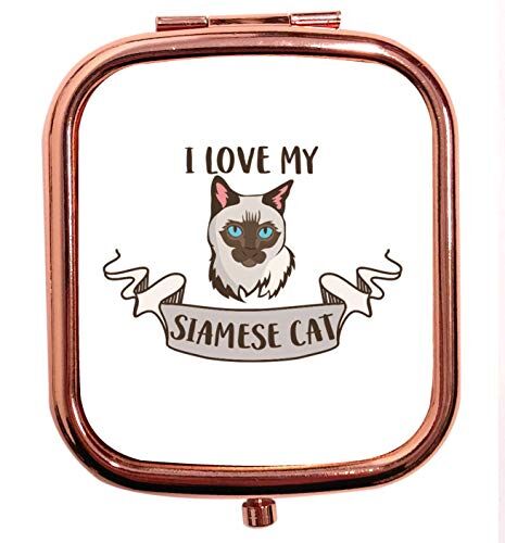 Creative Specchio compatto quadrato con scritta "I Love My Siamese Cat