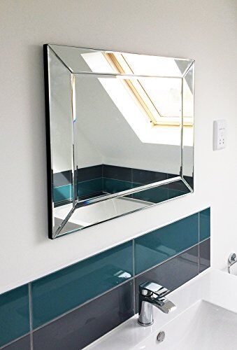 MirrorOutlet Specchio da Parete in Stile Veneziano, con Bordo smussato, 60 x 30 cm