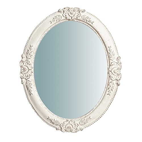 Biscottini Specchio da parete rotondo 51,5x3,5x41,5 cm   Specchiera bagno con cornice in legno   specchio da parete bianco   Specchio decorativo da parete