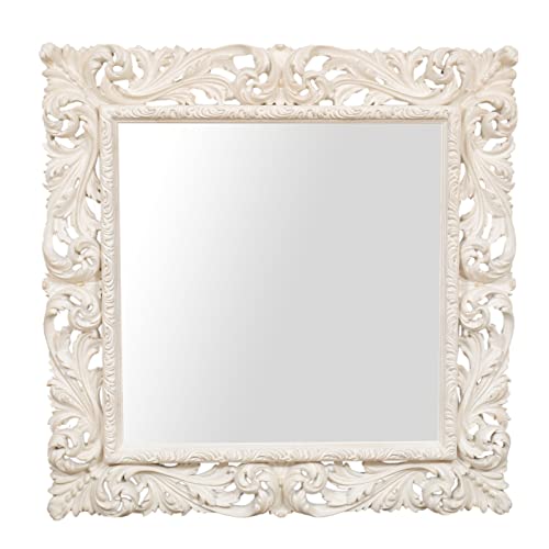 Biscottini Specchio bagno cornice barocca 110x5x110 cm   Specchio vintage da parete   Specchio grande da parete   Specchio bianco da parete