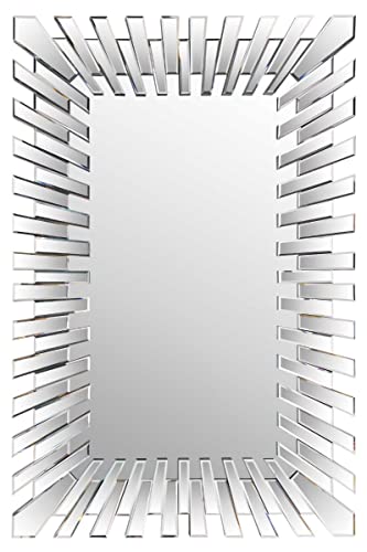 MirrorOutlet Milton Manor Specchio da parete rettangolare a forma di sole 3 dimensioni, stile veneziano, 120 cm x 80 cm