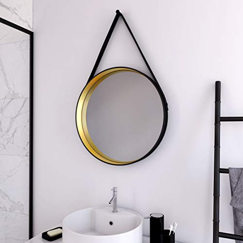 AURLANE Specchio Bagno, Legno ingegnerizzato, Nero Opaco/Oro, Unica