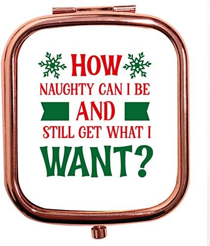 Creative Specchio compatto quadrato in oro rosa con scritta "Naughty Can I Be Get What I want