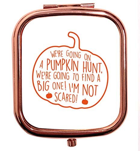Creative Specchio compatto quadrato in oro rosa, motivo "We 're Going on a Pumpkin Hunt