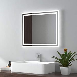 EMKE Specchio da bagno con illuminazione 50 x 60 cm, specchio da bagno con interruttore a levetta + antiappannamento+2 colori luce bianco caldo/bianco freddo, orizzontale/verticale LED specchio da EMKE Specchio da bagno con illuminazione 50 x 60 cm, specchio da bagno con interruttore a levetta + antiappannamento+2 colori luce bianco caldo/bianco freddo, orizzontale/verticale LED specchio da