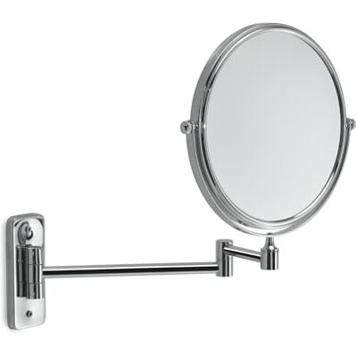 Gedy Gaia Specchio Ingranditore da Parete Fattore di Ingrandimento 3X, Specchio Ingranditore da Trucco Bifacciale in Acciaio Inox Cromato, Supporto Estensibile, Specchio Ø 18 cm Girevole a 360° Gedy Gaia Specchio Ingranditore da Parete Fattore di Ingrandimento 3X, Specchio Ingranditore da Trucco Bifacciale in Acciaio Inox Cromato, Supporto Estensibile, Specchio Ø 18 cm Girevole a 360°