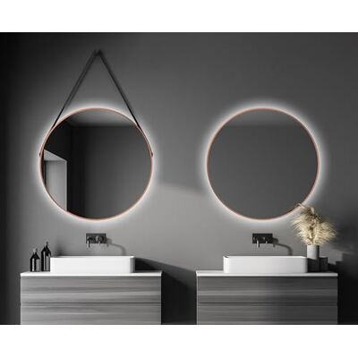 Talos Specchio Decorativo Rotondo da Parete con Illuminazione a LED indiretta in Rame Opaco, Ø 80 cm Talos Specchio Decorativo Rotondo da Parete con Illuminazione a LED indiretta in Rame Opaco, Ø 80 cm