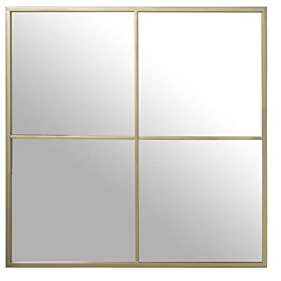 DRW Specchio da parete quadrato da finestra in metallo dorato 80 x 2 x 80 cm DRW Specchio da parete quadrato da finestra in metallo dorato 80 x 2 x 80 cm