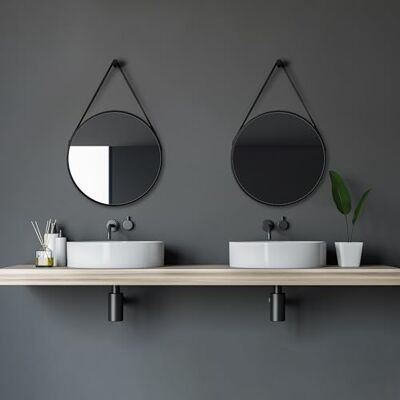 Talos Specchio Rotondo di Design Black Style, Diametro 50 cm, Telaio in Alluminio di Alta qualità Talos Specchio Rotondo di Design Black Style, Diametro 50 cm, Telaio in Alluminio di Alta qualità
