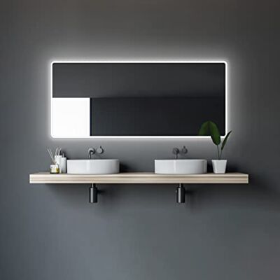 Talos Specchio da Bagno con Illuminazione Moon – Specchio da Bagno 160 x 70 cm – con Luce Circolare – Colore della Luce Bianco Neutro – Telaio in Alluminio di Alta qualità Talos Specchio da Bagno con Illuminazione Moon – Specchio da Bagno 160 x 70 cm – con Luce Circolare – Colore della Luce Bianco Neutro – Telaio in Alluminio di Alta qualità