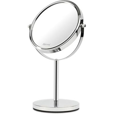 Girmi Specchio per Trucco da Tavolo BE01 Bifacciale con Rotazione 360°, Specchio ingranditore trucco, Cromato Girmi Specchio per Trucco da Tavolo BE01 Bifacciale con Rotazione 360°, Specchio ingranditore trucco, Cromato