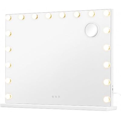 SONGMICS Specchio Trucco con Luci, 15 LED Dimmerabili, 3 Colori, Specchio Ingranditore 10x, Porte USB, da Tavolo o Parete, 62 x 80 x 5,7 cm, Bianco Opaco, Collezione Berit SONGMICS Specchio Trucco con Luci, 15 LED Dimmerabili, 3 Colori, Specchio Ingranditore 10x, Porte USB, da Tavolo o Parete, 62 x 80 x 5,7 cm, Bianco Opaco, Collezione Berit