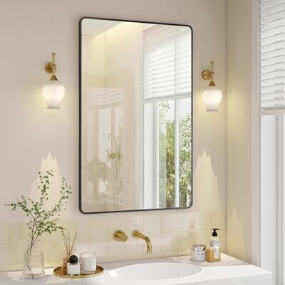 SONGMICS Specchio Bagno, Specchio da Parete, Rettangolare, Cornice in Alluminio, 110 x 70 cm, Pellicola di Sicurezza, 2 Opzioni di Sospensione, Soggiorno Camera da Letto, Nero Inchiostro SONGMICS Specchio Bagno, Specchio da Parete, Rettangolare, Cornice in Alluminio, 110 x 70 cm, Pellicola di Sicurezza, 2 Opzioni di Sospensione, Soggiorno Camera da Letto, Nero Inchiostro