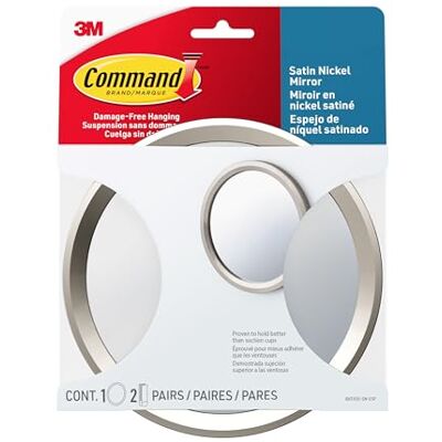 Command Specchio per il bagno, nickel satinato, Command Specchio per il bagno, nickel satinato,