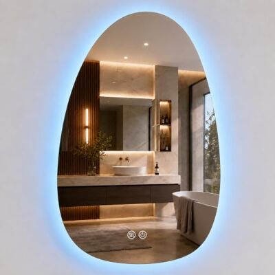Relaxdays Specchio da bagno ad arco, 80x52 cm, LED dimmerabile, vetro 3 modalità, antiappannamento, IP44 Relaxdays Specchio da bagno ad arco, 80x52 cm, LED dimmerabile, vetro 3 modalità, antiappannamento, IP44