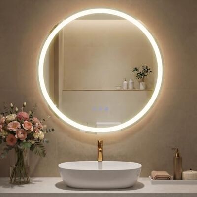 SONGMICS Specchio Bagno con Luce, Specchio da Parete Rotondo, Funzione Antiappannamento, Tonalità e Luminosità Regolabili, Trucco, Camera da Letto Bagno, 61 cm, Bianco Nuvola SONGMICS Specchio Bagno con Luce, Specchio da Parete Rotondo, Funzione Antiappannamento, Tonalità e Luminosità Regolabili, Trucco, Camera da Letto Bagno, 61 cm, Bianco Nuvola
