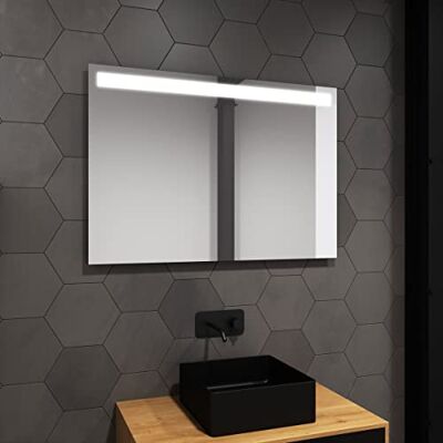 AURLANE Specchio da bagno LED auto-illuminante High Line 80x60cm AURLANE Specchio da bagno LED auto-illuminante High Line 80x60cm