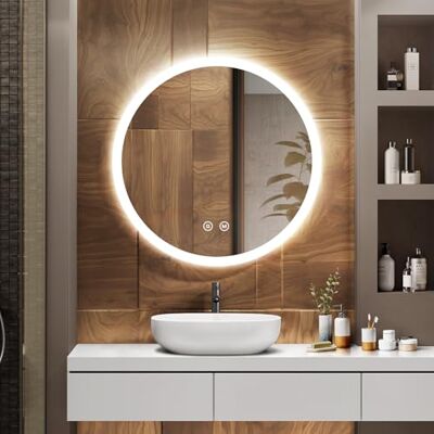 EMKE Specchio da Bagno con Illuminazione, Diametro 70 cm EMKE Specchio da Bagno con Illuminazione, Diametro 70 cm