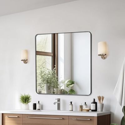 VEVOR Specchio da Trucco da Parete, Specchio 915 x 915 mm con Cornice in Lega di Alluminio e Pellicola Antideflagrante, Specchio Antigraffio con Staffa a Forma di Z, Adatto per Bagno Soggiorno Nero VEVOR Specchio da Trucco da Parete, Specchio 915 x 915 mm con Cornice in Lega di Alluminio e Pellicola Antideflagrante, Specchio Antigraffio con Staffa a Forma di Z, Adatto per Bagno Soggiorno Nero