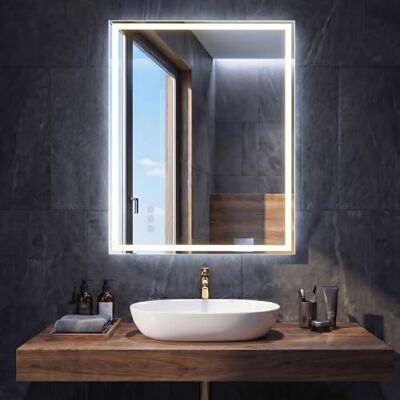 SONGMICS Specchio Bagno con Luce, Specchio da Parete Rettangolare, Funzione Antiappannamento, Tonalità e Luminosità Regolabili, Trucco, Camera da Letto Bagno, 80,7 x 60,7 cm, Bianco Nuvola SONGMICS Specchio Bagno con Luce, Specchio da Parete Rettangolare, Funzione Antiappannamento, Tonalità e Luminosità Regolabili, Trucco, Camera da Letto Bagno, 80,7 x 60,7 cm, Bianco Nuvola