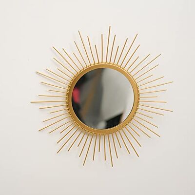 KKTAPOS Specchi dorati da parete, specchio da parete in metallo, decorazione per la stanza e la casa, stile bohémien, regalo per donne e mamme (sole) KKTAPOS Specchi dorati da parete, specchio da parete in metallo, decorazione per la stanza e la casa, stile bohémien, regalo per donne e mamme (sole)