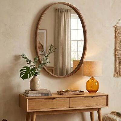 Dmora Specchio Netalo 45x60h cm Marrone Noce Forma Ovale Tipologia a Parete, Colore Struttura Trasparente Dmora Specchio Netalo 45x60h cm Marrone Noce Forma Ovale Tipologia a Parete, Colore Struttura Trasparente