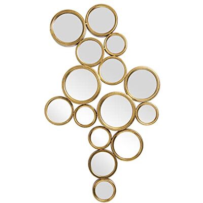 DRW Specchio da parete con cerchi in metallo in oro 100 x 8,5 x 60 cm DRW Specchio da parete con cerchi in metallo in oro 100 x 8,5 x 60 cm