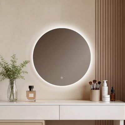 EMKE Specchio Bagno LED Rotondo 60 cm Illuminazione Bianco Freddo 6500K, con Interruttore Touch EMKE Specchio Bagno LED Rotondo 60 cm Illuminazione Bianco Freddo 6500K, con Interruttore Touch