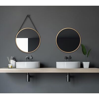 Talos Specchio Decorativo Rotondo da Parete in Oro Opaco, Ø 50 cm Talos Specchio Decorativo Rotondo da Parete in Oro Opaco, Ø 50 cm