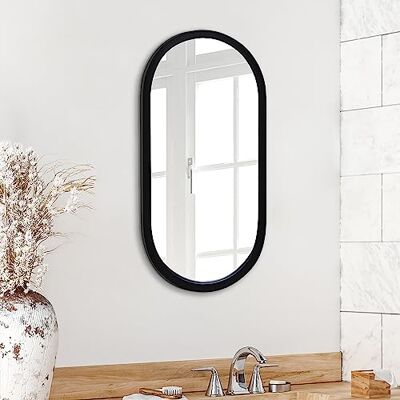 Americanflat Specchio Ovale da 30,4x61 cm Elegante Specchio Ovale Bagno, Salotto e Camera da Letto con Bordo Nero Specchio da Parete Moderno con Cornice Spessa Americanflat Specchio Ovale da 30,4x61 cm Elegante Specchio Ovale Bagno, Salotto e Camera da Letto con Bordo Nero Specchio da Parete Moderno con Cornice Spessa