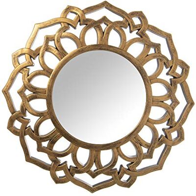DRW Specchio da parete rotondo in resina a forma di sole Ø60 x 3 cm, INT:ø29 cm (orato) DRW Specchio da parete rotondo in resina a forma di sole Ø60 x 3 cm, INT:ø29 cm (orato)
