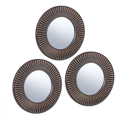Relaxdays Specchio Decorativo a Forma di Sole, Set da 3, Rotondo, da Parete, Cornice Plastica, Diametro 25 cm, Oro Nero Relaxdays Specchio Decorativo a Forma di Sole, Set da 3, Rotondo, da Parete, Cornice Plastica, Diametro 25 cm, Oro Nero
