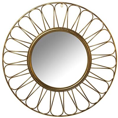 DRW Specchio da parete rotondo in metallo in oro 85 x 6 cm, INT 41 cm DRW Specchio da parete rotondo in metallo in oro 85 x 6 cm, INT 41 cm