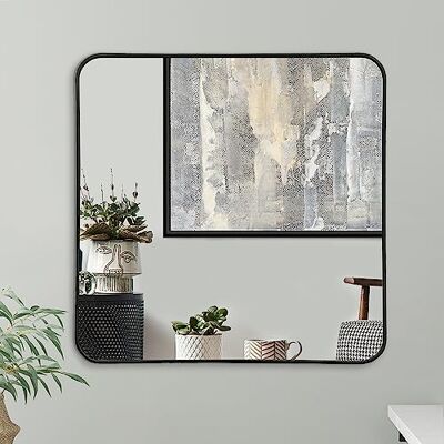 Americanflat Specchio Quadrato da Parete 80x80 cm con Cornice Nera Moderno per Bagno, Camera, Salotto Americanflat Specchio Quadrato da Parete 80x80 cm con Cornice Nera Moderno per Bagno, Camera, Salotto